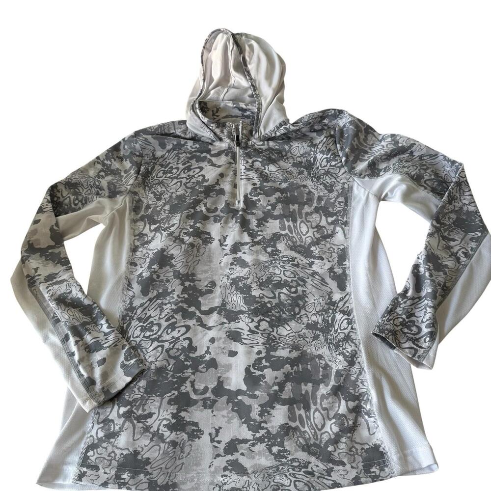 HUK Long Sleeve Hoodie Performance Activewear Shirt Size L